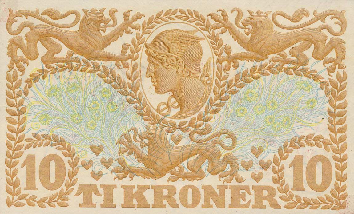 Back of Faeroe Islands p3d: 10 Kronur from 1940