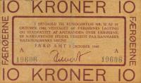 p7 from Faeroe Islands: 10 Kronur from 1940