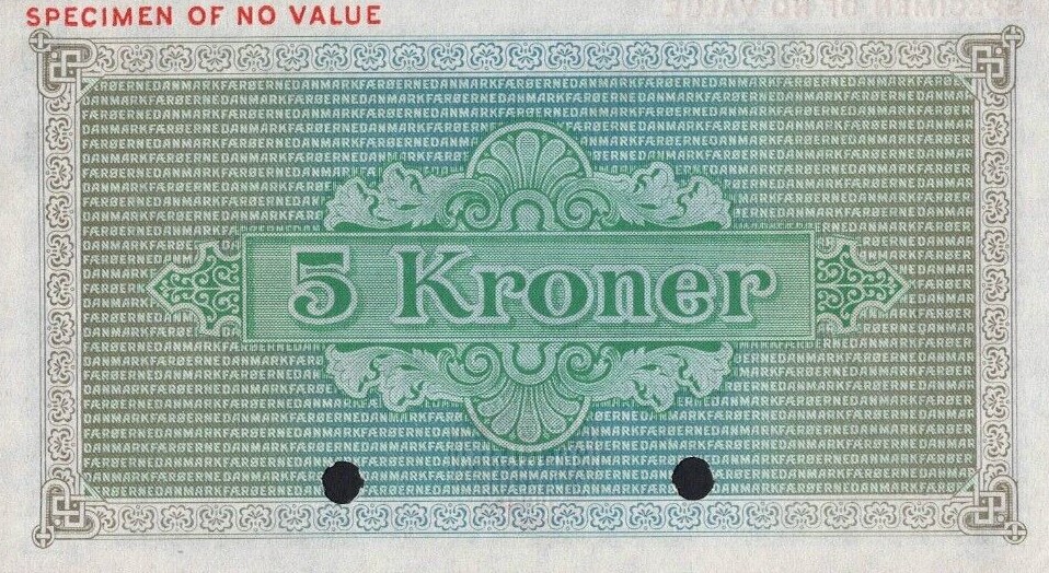 Back of Faeroe Islands p10s: 5 Kronur from 1940