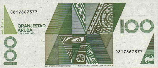 Back of Aruba p10a: 100 Florin from 1990