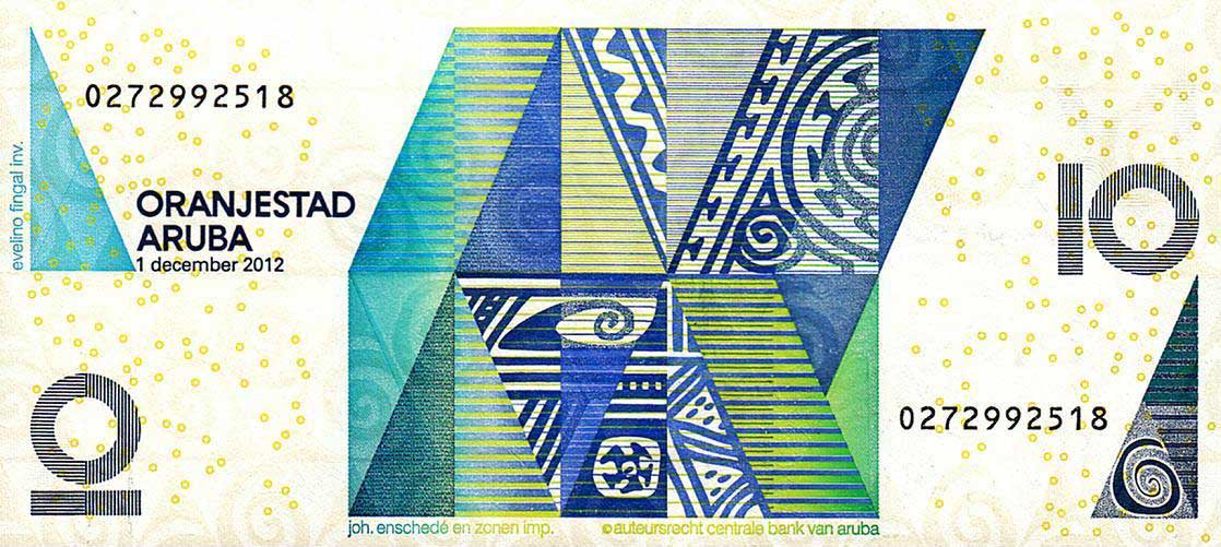 Back of Aruba p16c: 10 Florin from 2012