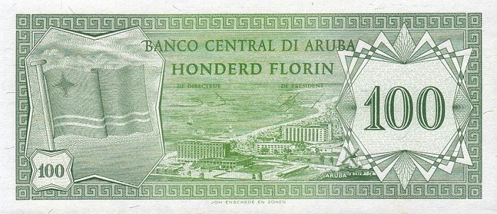 Front of Aruba p5a: 100 Florin from 1986