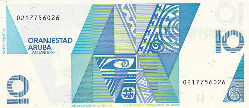 Back of Aruba p7a: 10 Florin from 1990