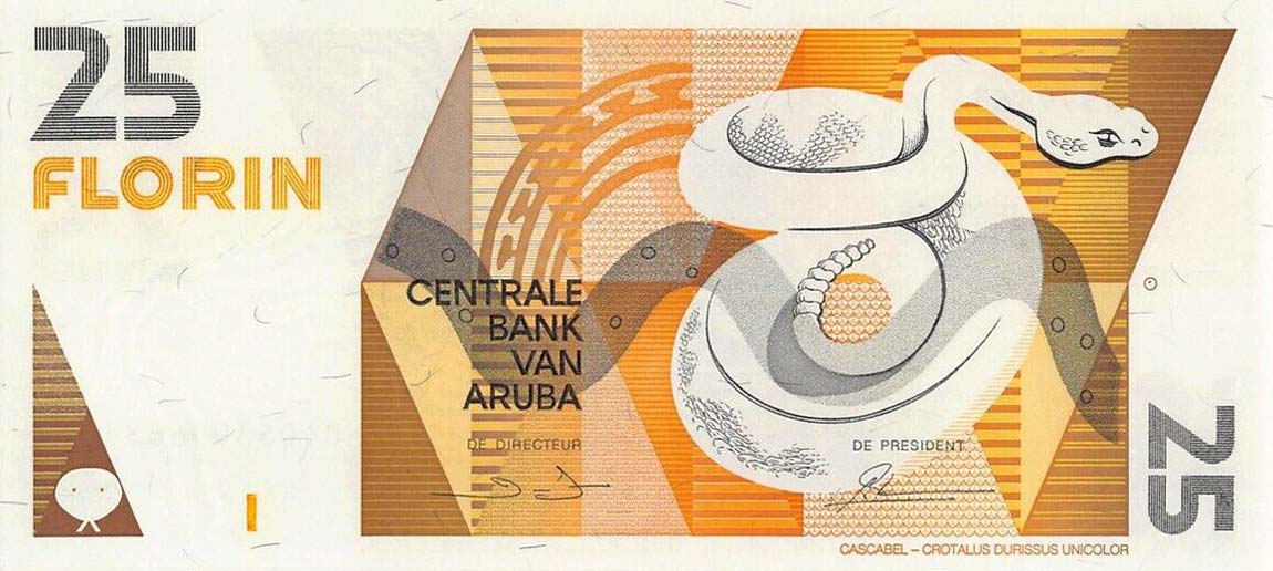 Front of Aruba p8a: 25 Florin from 1990