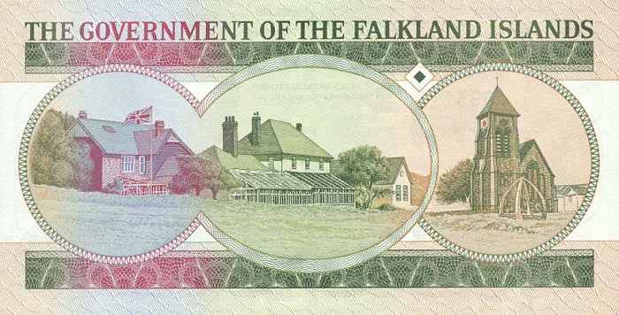 Back of Falkland Islands p14a: 10 Pounds from 1986
