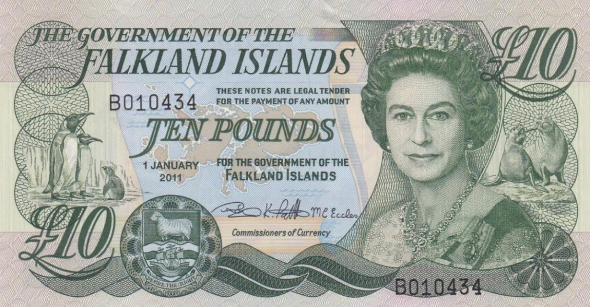 thumbnail interactive-video image 1 of Falkland Islands 10 Pounds Banknote – 2011 (2012) P-18, Queen Elizabeth II, UNC 1 of 4