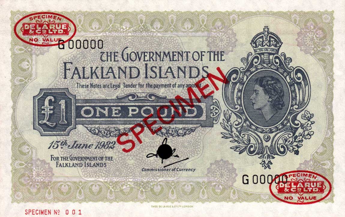 Front of Falkland Islands p8s: 1 Pound from 1967