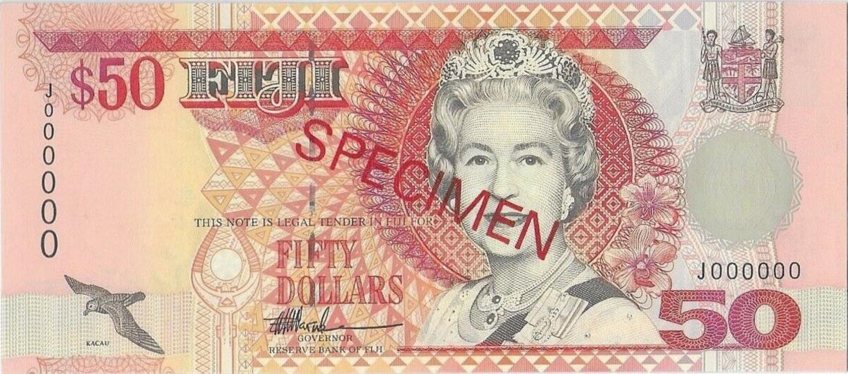 Front of Fiji p100s2: 50 Dollars from 1996