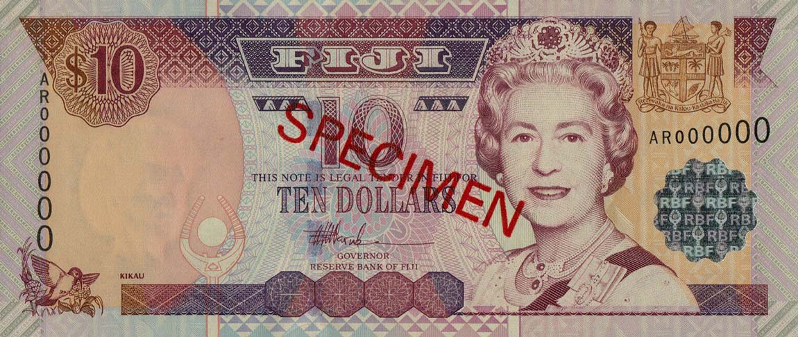 Front of Fiji p106s: 10 Dollars from 2002