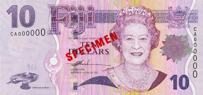 Front of Fiji p111s1: 10 Dollars from 2007