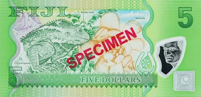 Back of Fiji p115s: 5 Dollars from 2013