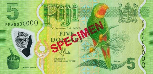 Front of Fiji p115s: 5 Dollars from 2013