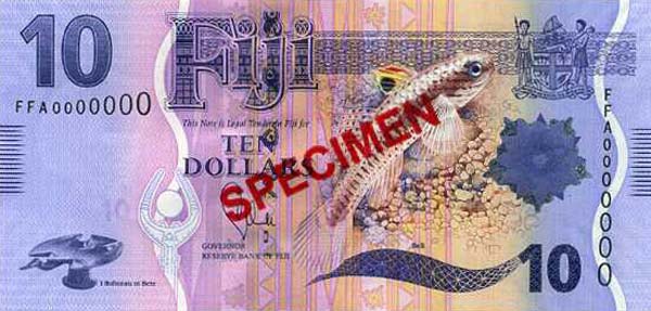 Front of Fiji p116s: 10 Dollars from 2013