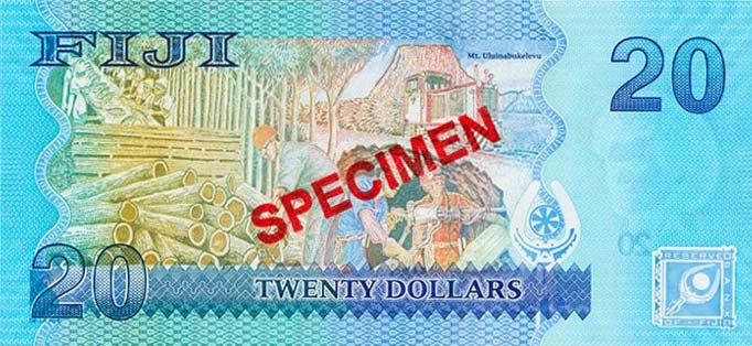 Back of Fiji p117s: 20 Dollars from 2013