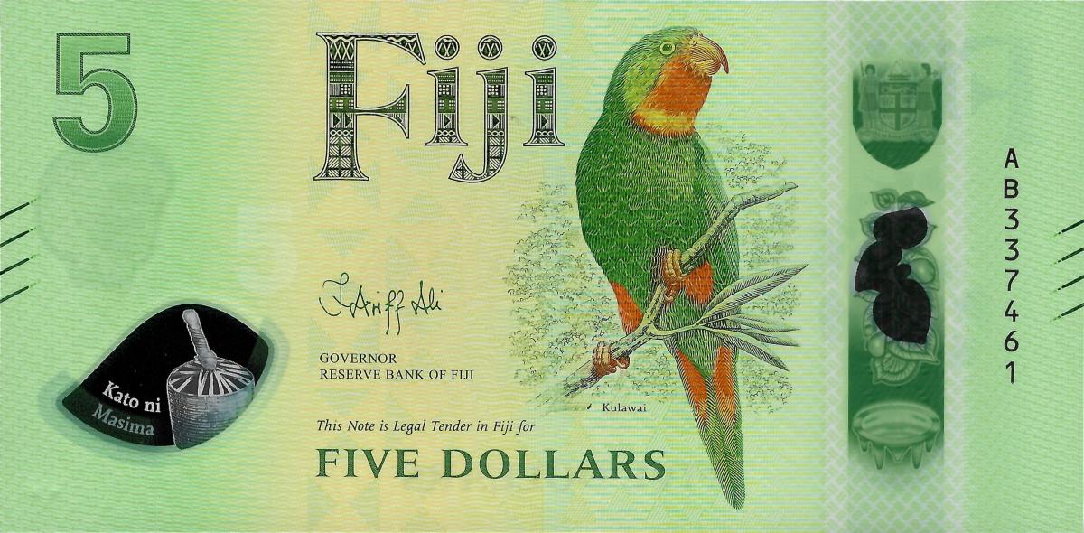 Front of Fiji p125a: 5 Dollars from 2025