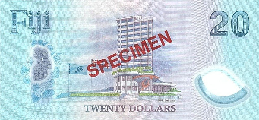 Back of Fiji p127s: 20 Dollars from 2025