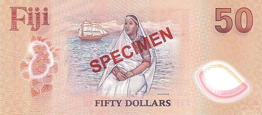 Back of Fiji p128s: 50 Dollars from 2025