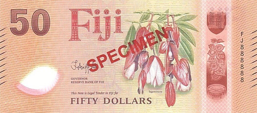 Front of Fiji p128s: 50 Dollars from 2025