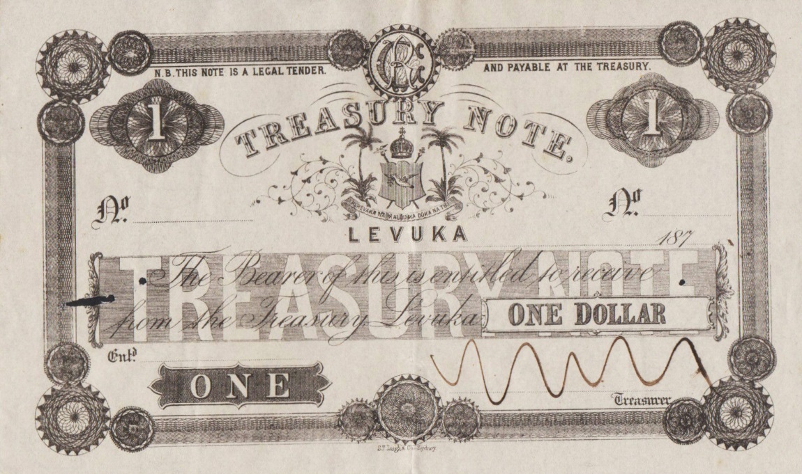 Front of Fiji p14r: 1 Dollar from 1872