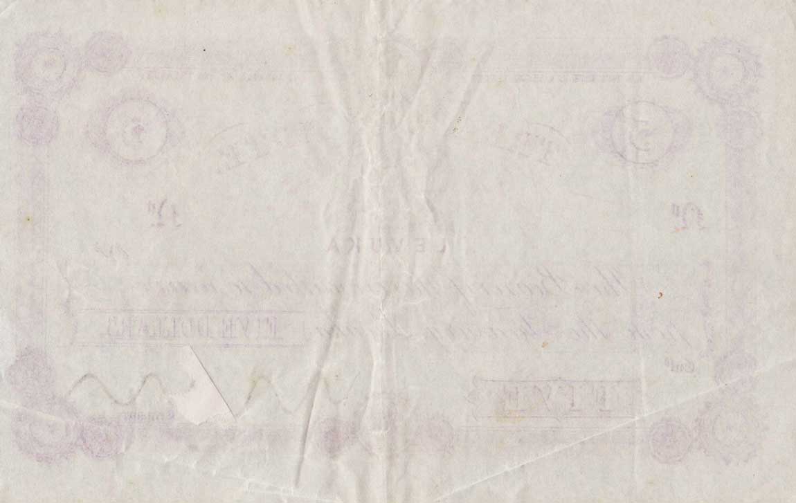 Back of Fiji p15r: 5 Dollars from 1872