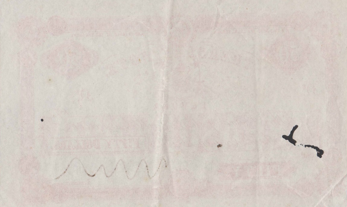 Back of Fiji p18r: 50 Dollars from 1872