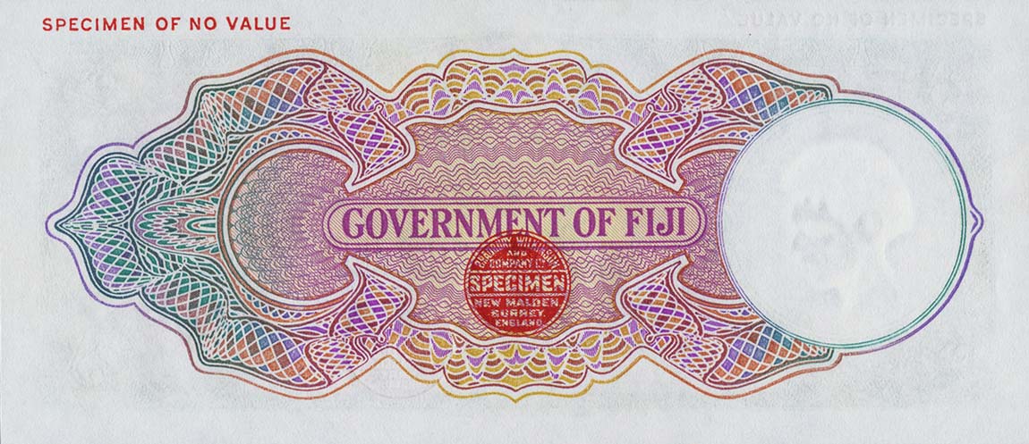 Back of Fiji p37cs: 5 Shillings from 1937