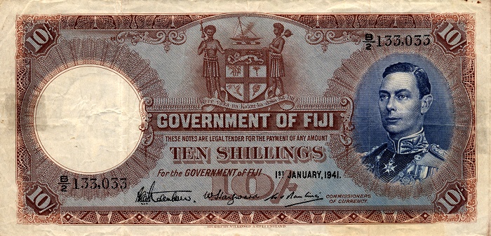 Front of Fiji p38e: 10 Shillings from 1941