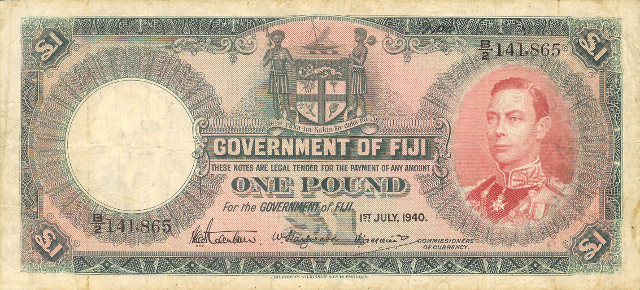 Front of Fiji p39c: 1 Pound from 1940