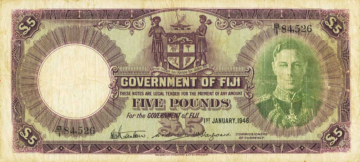 Front of Fiji p41c: 5 Pounds from 1946