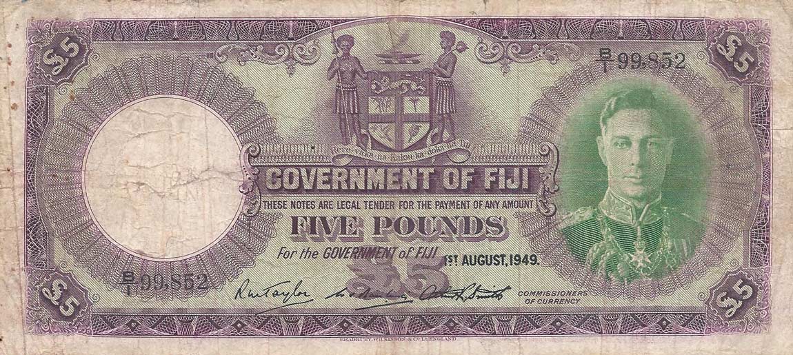 Front of Fiji p41d: 5 Pounds from 1949