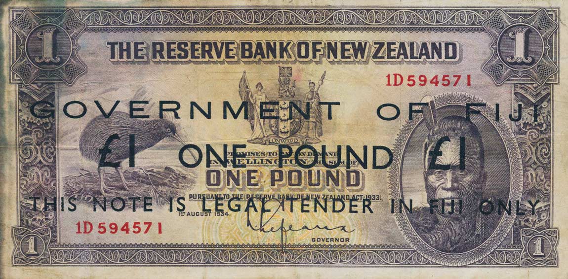 Front of Fiji p45a: 1 Pound from 1942