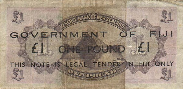 Back of Fiji p45b: 1 Pound from 1942