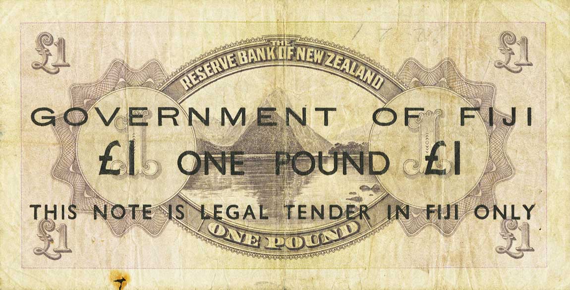 Back of Fiji p45c: 1 Pound from 1942