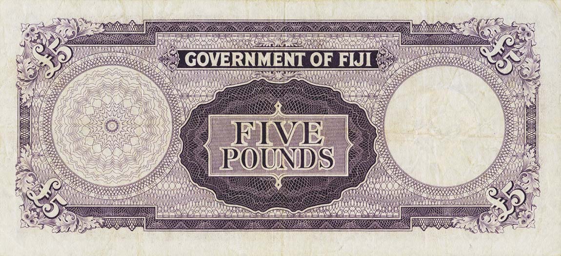 Back of Fiji p54b: 5 Pounds from 1959