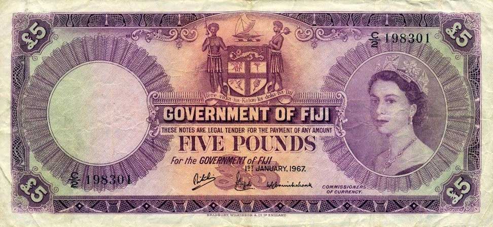 Front of Fiji p54f: 5 Pounds from 1967