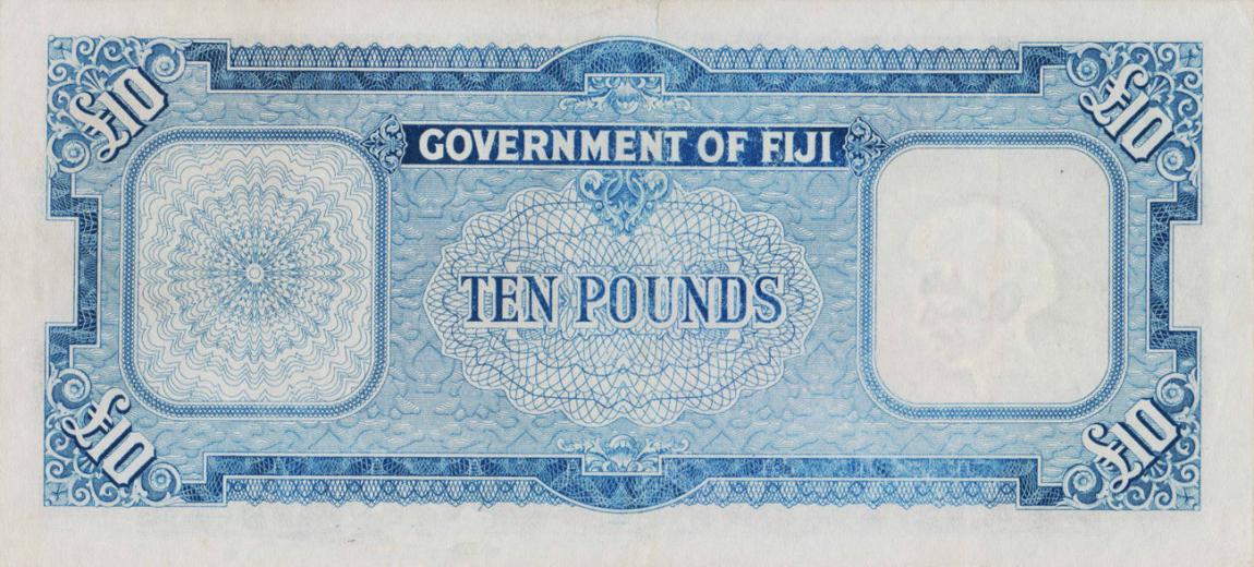 Back of Fiji p55c: 10 Pounds from 1960