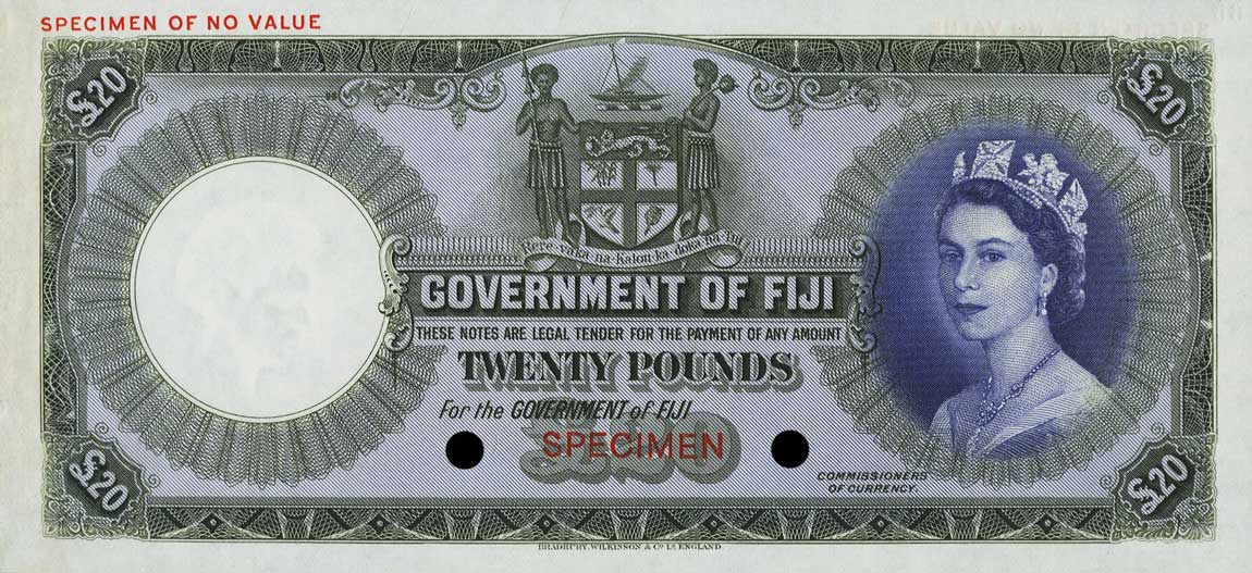 Front of Fiji p56cs: 20 Pounds from 1953