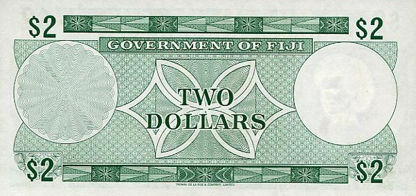 Back of Fiji p60a: 2 Dollars from 1968
