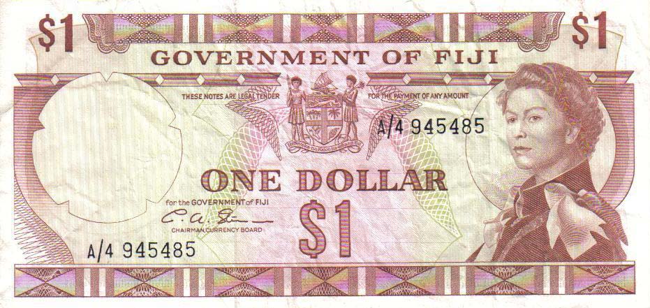 Front of Fiji p65b: 1 Dollar from 1971