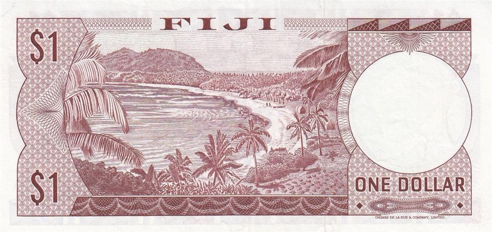 Back of Fiji p71a: 1 Dollar from 1974