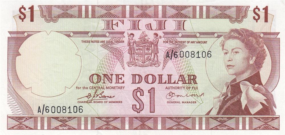 Front of Fiji p71a: 1 Dollar from 1974