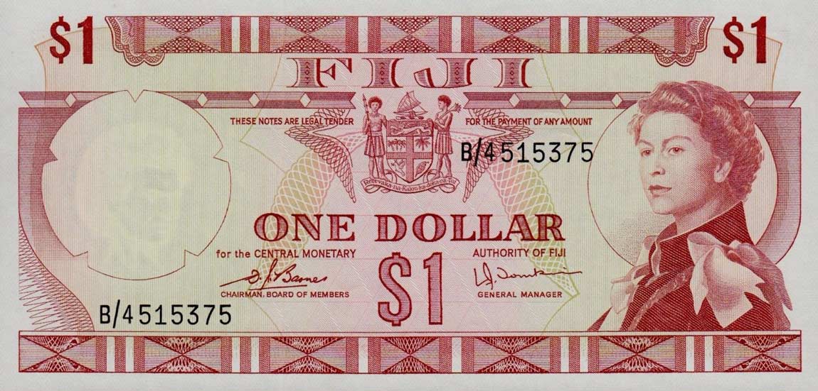 Front of Fiji p71b: 1 Dollar from 1974