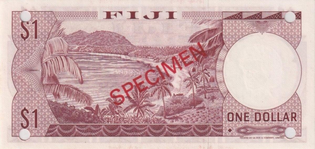 Back of Fiji p71s2: 1 Dollar from 1974