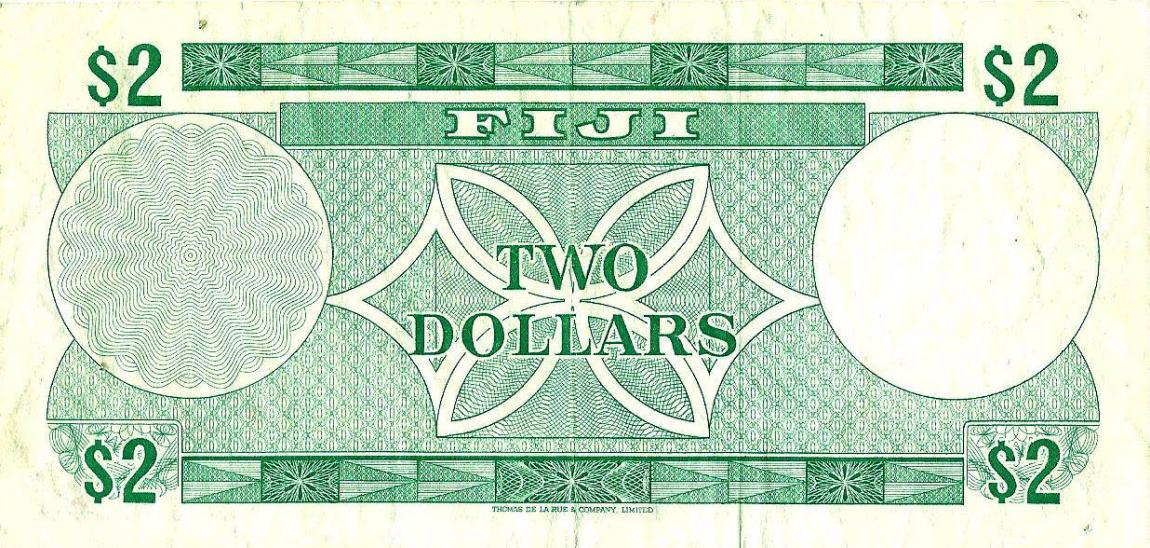 Back of Fiji p72b: 2 Dollars from 1974
