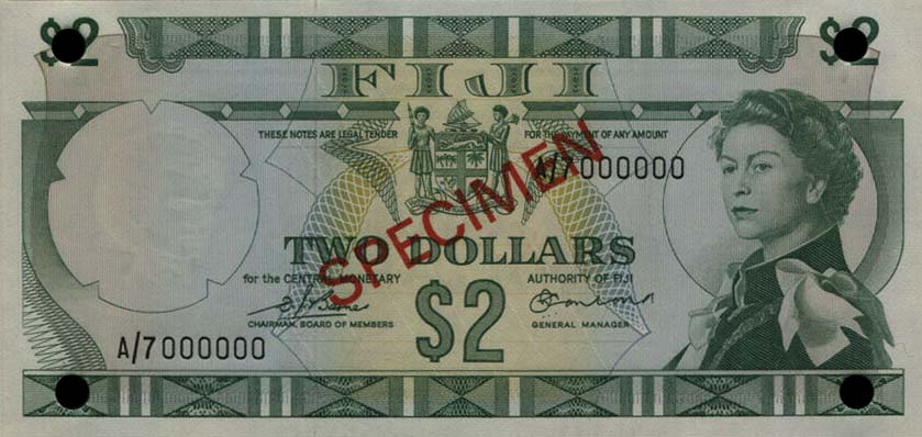 Front of Fiji p72s6: 2 Dollars from 1974