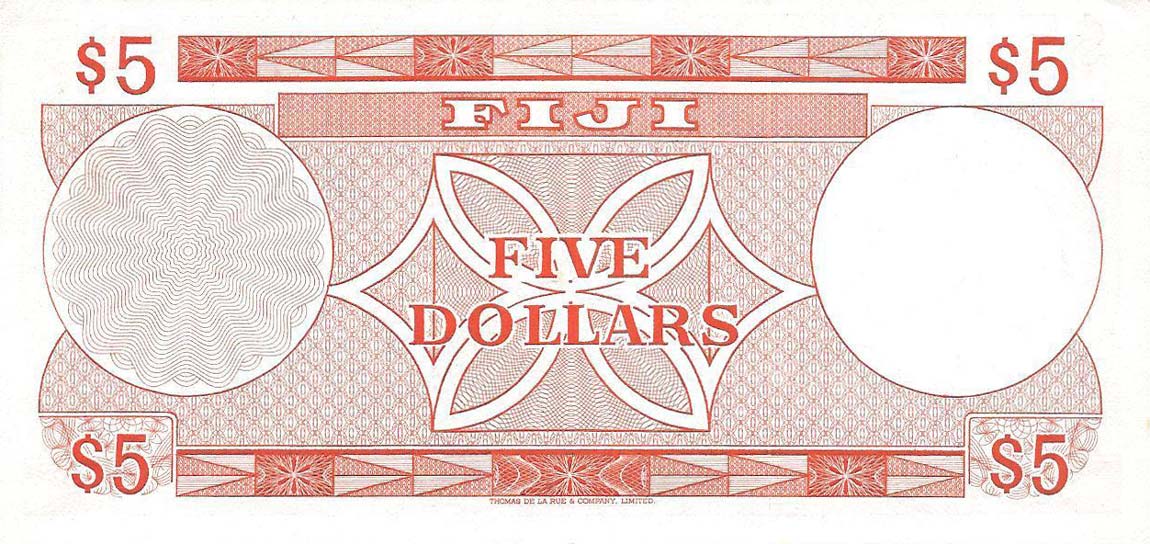 Back of Fiji p73b: 5 Dollars from 1974