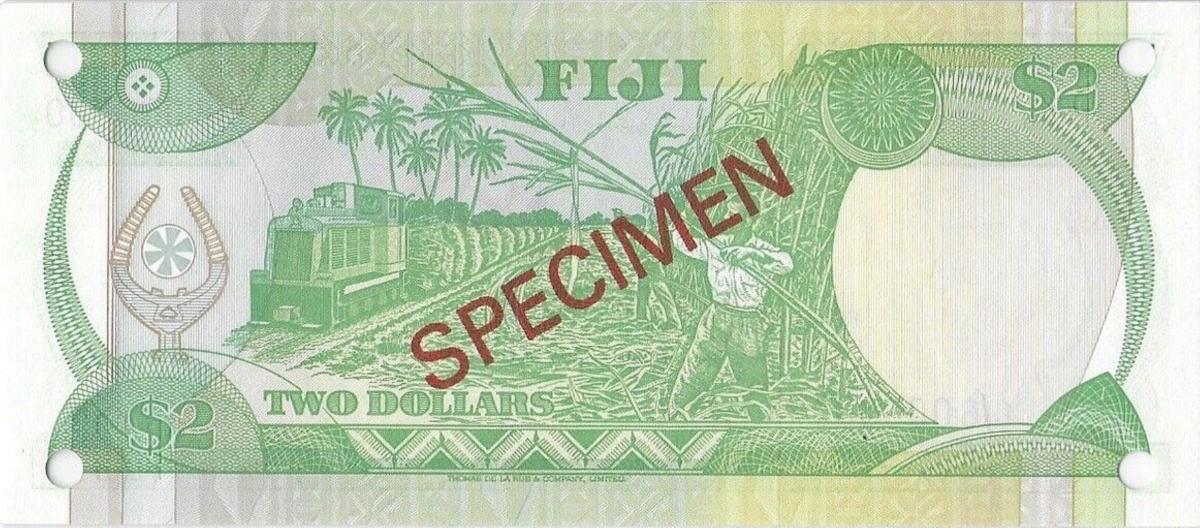 Back of Fiji p82s2: 2 Dollars from 1983