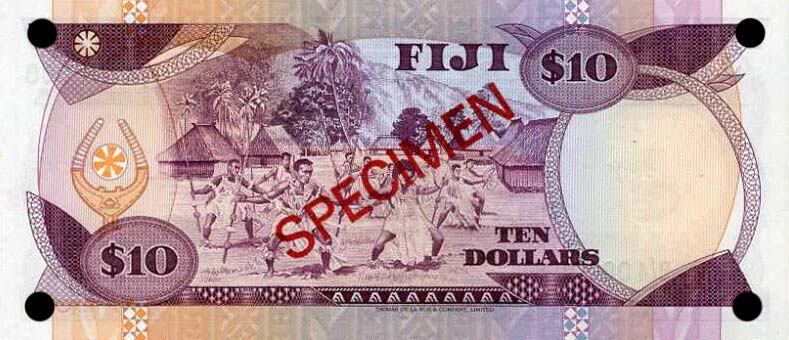Back of Fiji p84s2: 10 Dollars from 1986