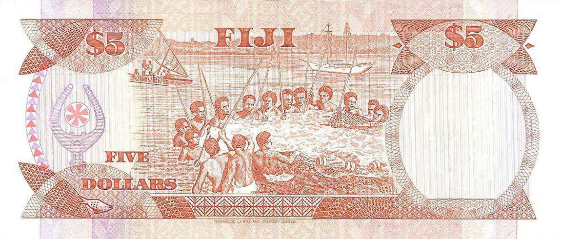 Back of Fiji p91a: 5 Dollars from 1991