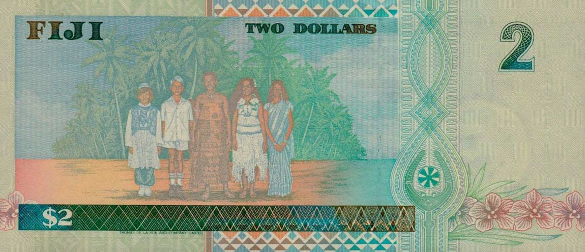 Back of Fiji p96b: 2 Dollars from 1996